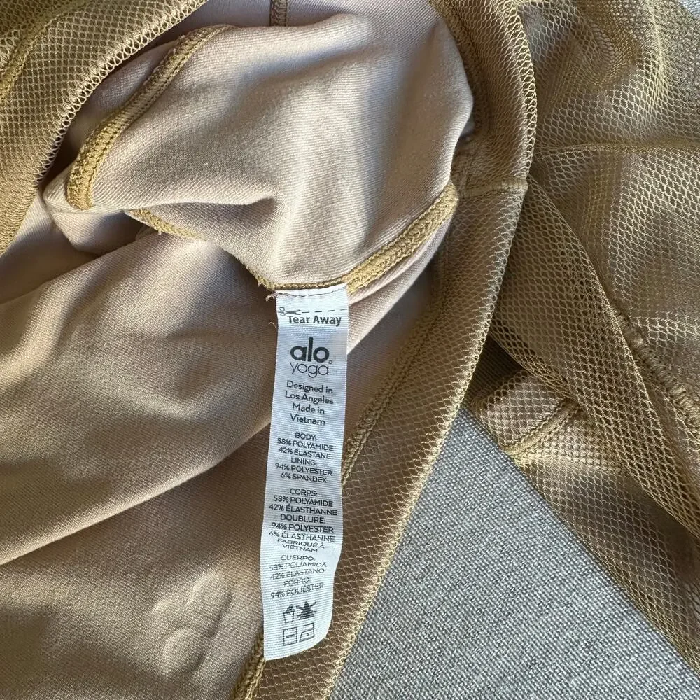 Alo Yoga Tan Textured Tulle Longsleeve